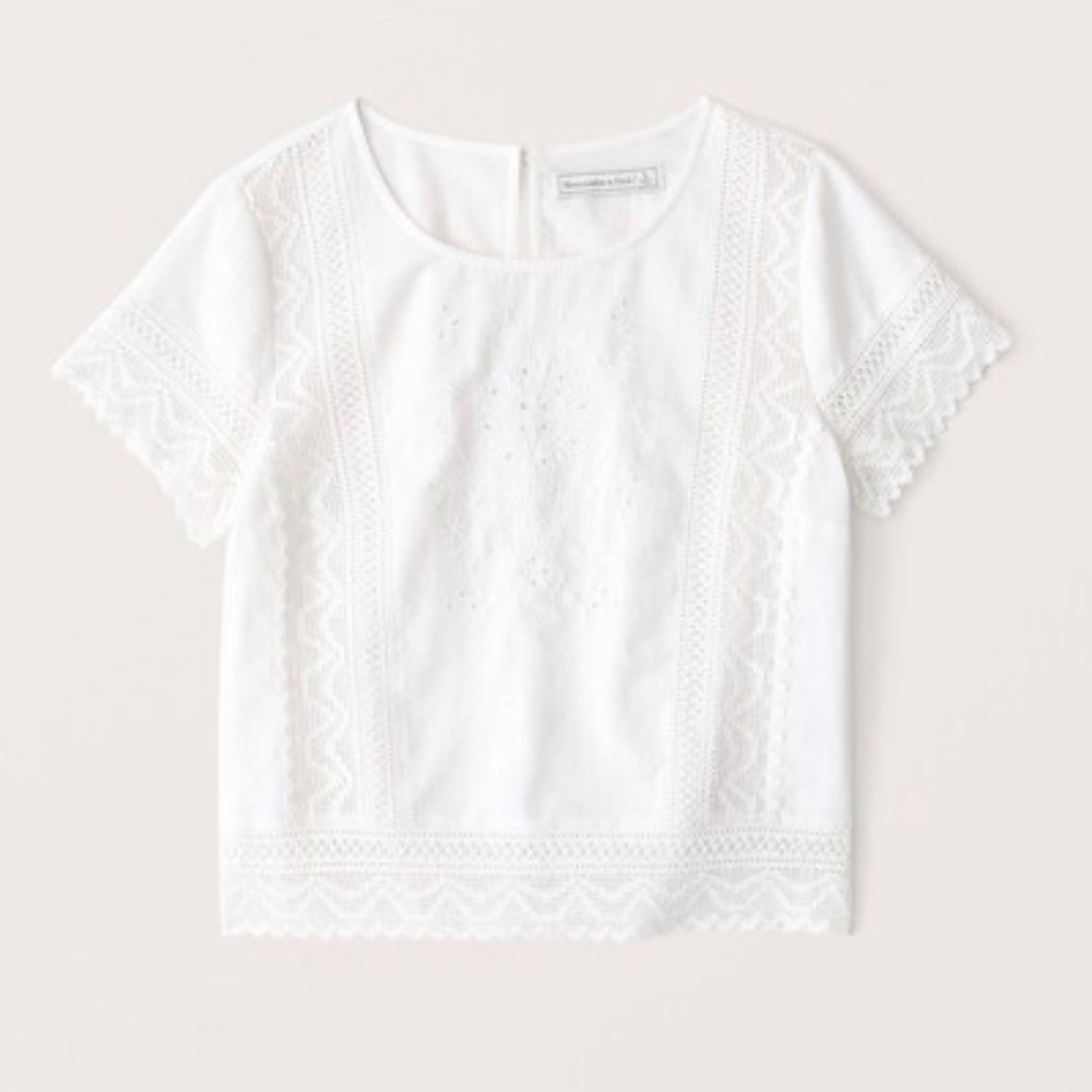Abercrombie - Women’s Short Sleeve Woven-Lace Tee
